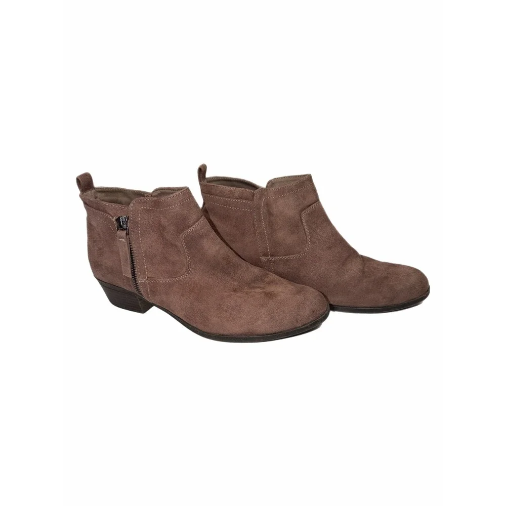 Arizona Jean Co Womens Brown Faux Suede Ankle Boots Western Booties Size 11